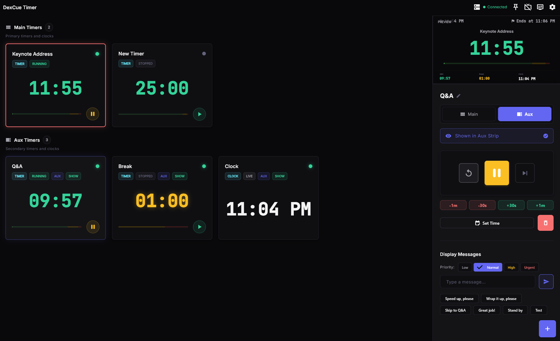 DexCue control panel screenshot